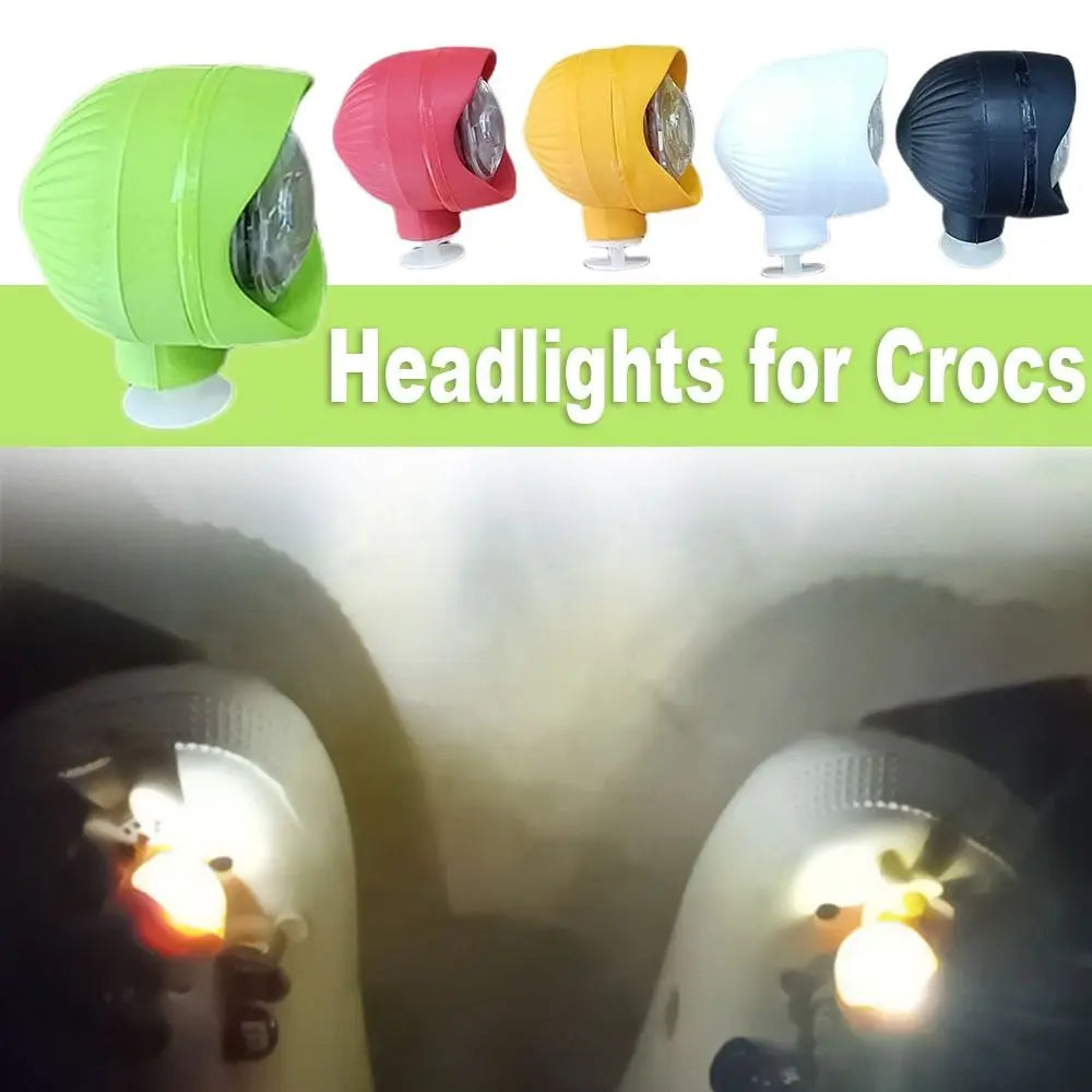 2pcs LED Headlights for Crocs Shoe Light Up Charm with 3 Light Modes Flashlight Lights Adults Kids Night Runners