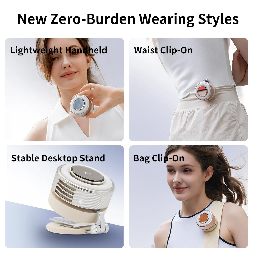 Portable Fan Mini Fan For Home Outdoor USB Rechargeable Magnetic Lamp Fan Rotating Collar Clamped Bladeless Bracket Fan