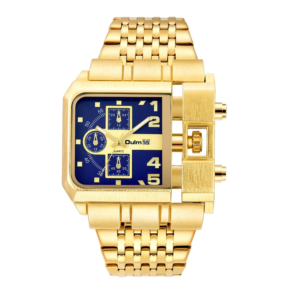 Men's Watches Mens Quartz Casual Leather Strap Wristwatch Sports Man Multi-Time Zone Military Male Watch Clock Relogios