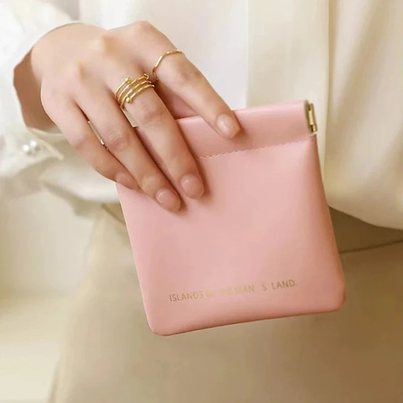 PU Leather Simple Mini Makeup Storage Bag Women Square Small Cosmetic Pouch Portable Make Up Key Organizer Bags