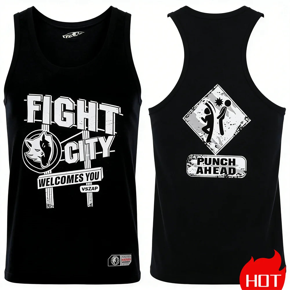 Summer men's sleeveless sports T-shirt Muay Thai training vest Quick drying wrestling vest Muay Thai men's t-shirts and tank top