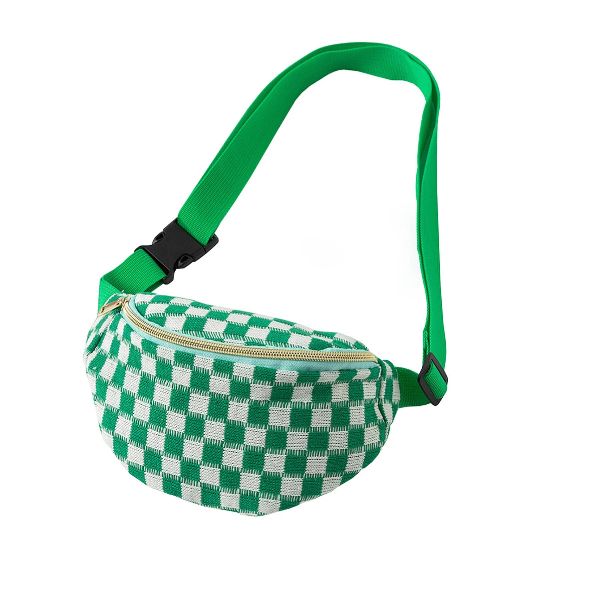 Checkered Waist Bag, Adjustable Belt Storage Bag, Small Crossbody Bag, Portable Travel Makeup Bag, Cute Plaid Pattern Makeup Bag