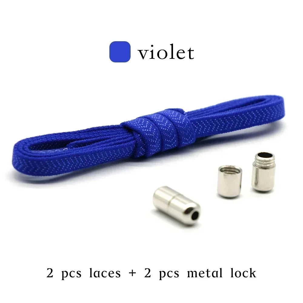 No Tie Shoelaces with Metal Lock – Flat Elastic Shoe Laces for Adults and Kids Sneakers, Quick Wear Shoe Strings for Lazy Day