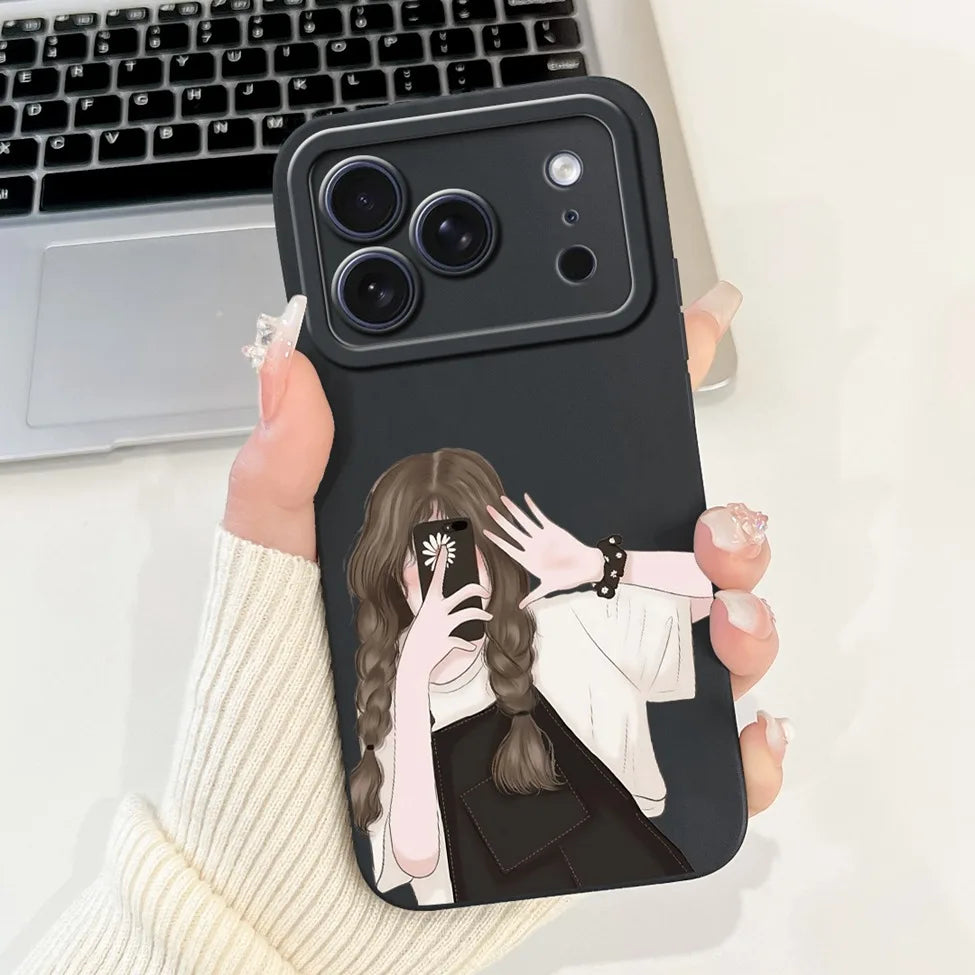 For iPhone 17 Pro Case Silicone Luxury Flowers Cute Kawaii Funny Painted Cover For iP 17 Pro Phone Case A3256 A3522 A3523 A3524