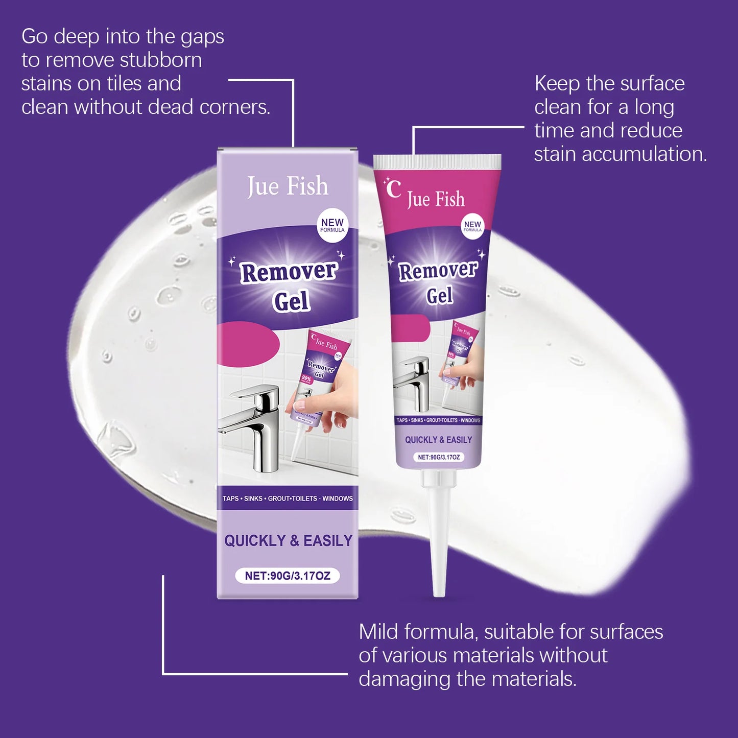 Remover Gel Strong Stain Remover Crevice Cleaner Bathroom Deep Penetration Household Multi Effect Cleaning Gel Stain Durable