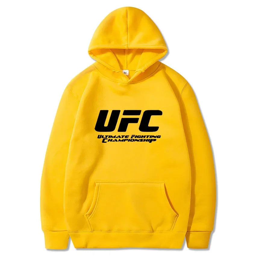 2026 New UFC Men's Hooded Sweatshirt Autumn Winter Polar Print Casual Sports Hooded Sweat