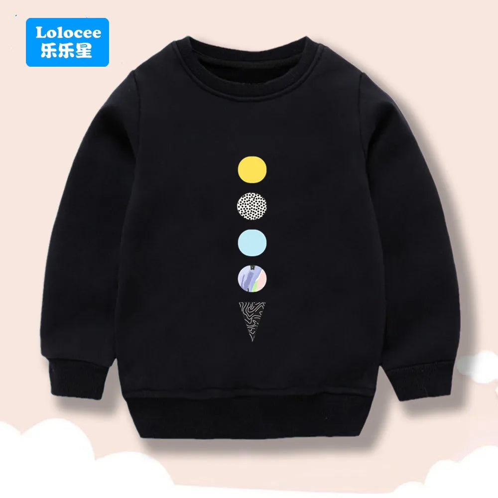 Lolocee Kids Sweatshirt,Crew Neck Long Sleeve with Cute Planet Print,Boys Fashion Pullover Top Toddler Children's Daily Wear XQ1