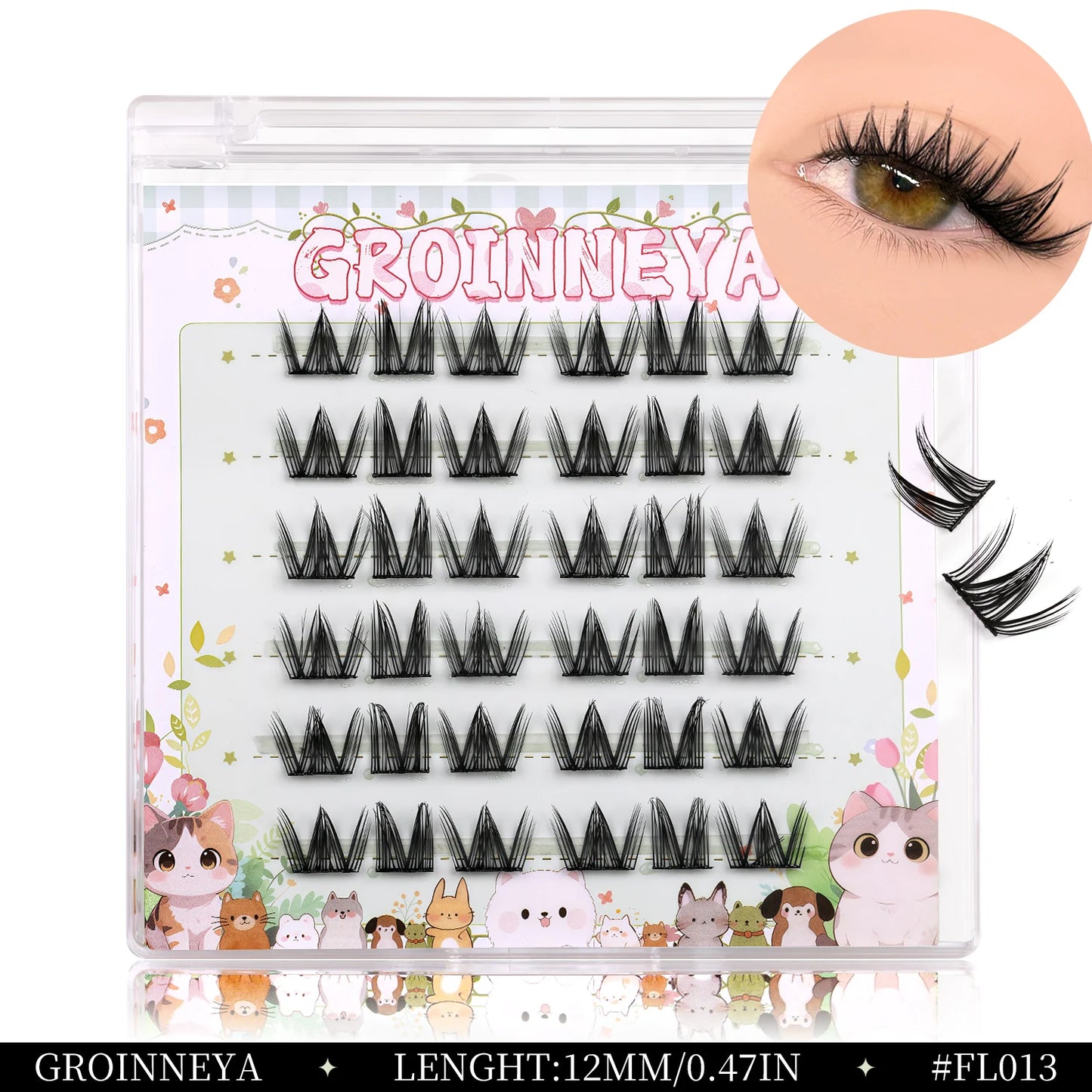 GROINNEYA Manga Cluster Lashes DIY Eyelash Extension Natural Individual Lashes Natural Curl Lash Clusters Makeup At Home