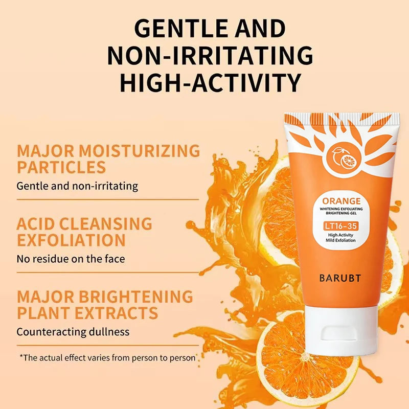 Orange Exfoliating Gel For Face Body Scrub Cleaning Gel Moisturizing Facial Exfoliator,Natural Orange Peeling Gel Skin Cleaning