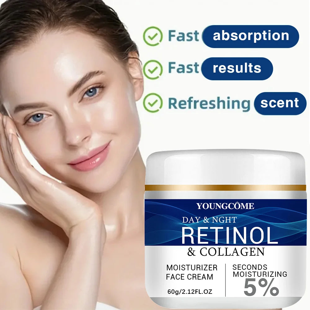 YOUNGCOME Collagen Retinol Hyaluronic Acid Facial Cream Anti Aging Firming Lifting Fade Fine Lines Whitening Moisturizing