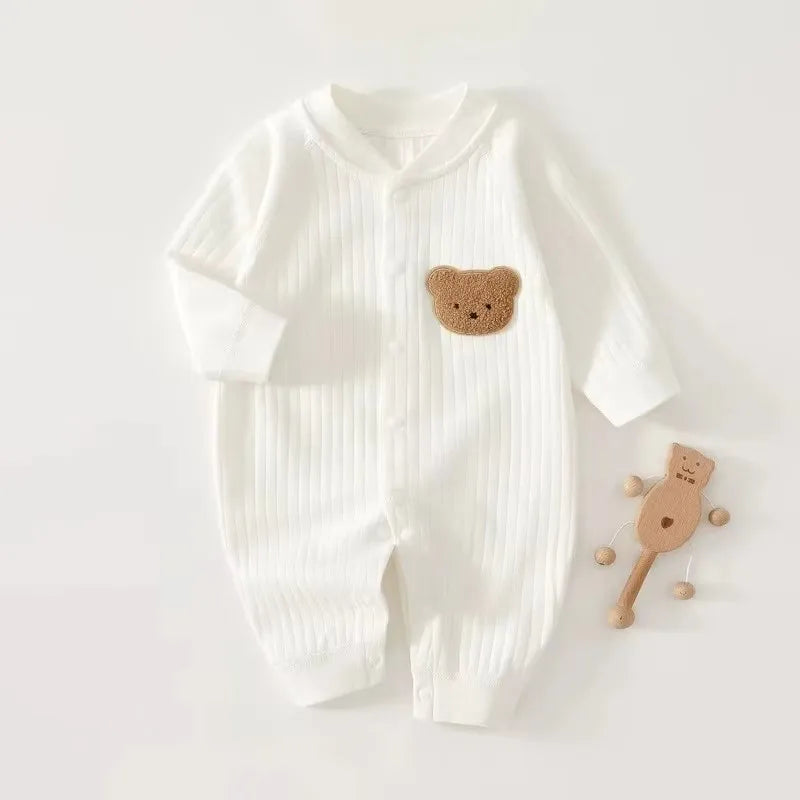 3-9 Months All Seasons Cute Infant Newborn Baby Romper Baby Boy Girl Cartoon Bear Cotton Jumpsuit