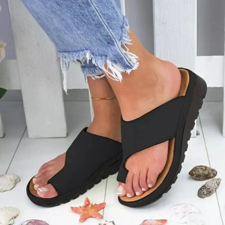 Women's Large Size Sandals Spring Summer New Style Toe Post Comfortable Slip-On Casual Shoes Breathable Leather Adults
