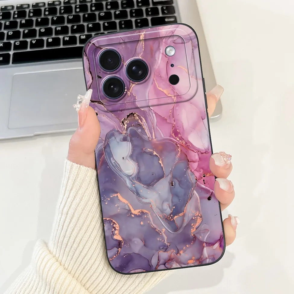 For iPhone 17 Pro Case Silicone Luxury Flowers Cute Kawaii Funny Painted Cover For iP 17 Pro Phone Case A3256 A3522 A3523 A3524