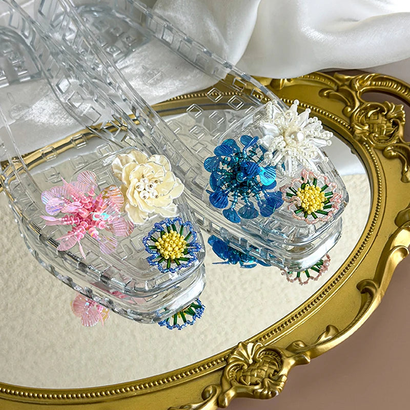 Crystal Handcrafted Beaded Jelly Shoes Shoes Buckles Sandals Accessory DIY Decorative Shoe Flower Slippers Jewelry Accessories