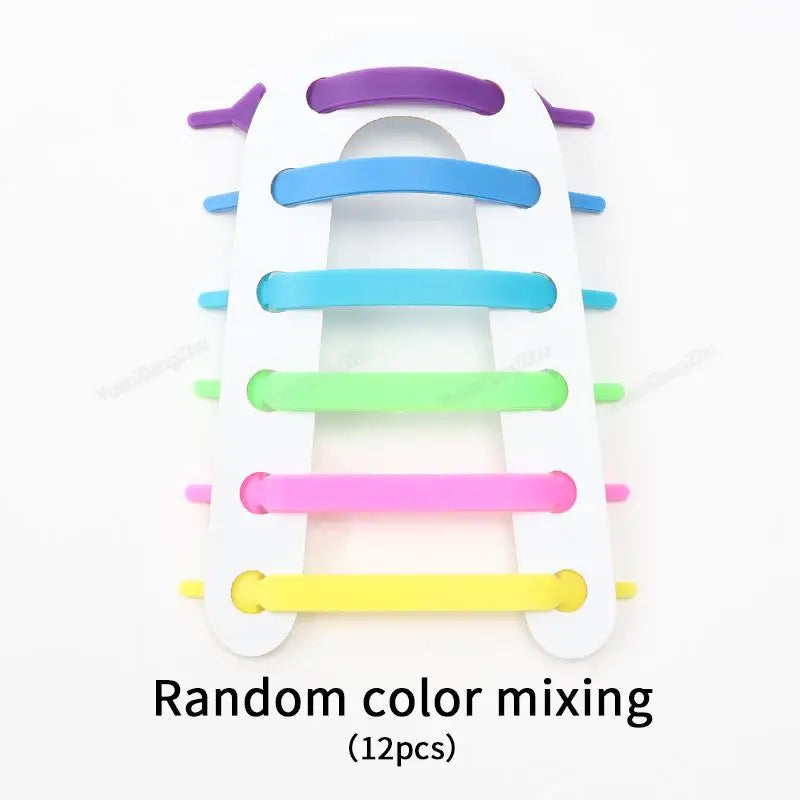 12Pcs Silicone Shoelaces for Shoes Elastic Laces Sneakers No Tie Shoe laces Kids Adult Rubber Shoelace One Size Fits All Shoes