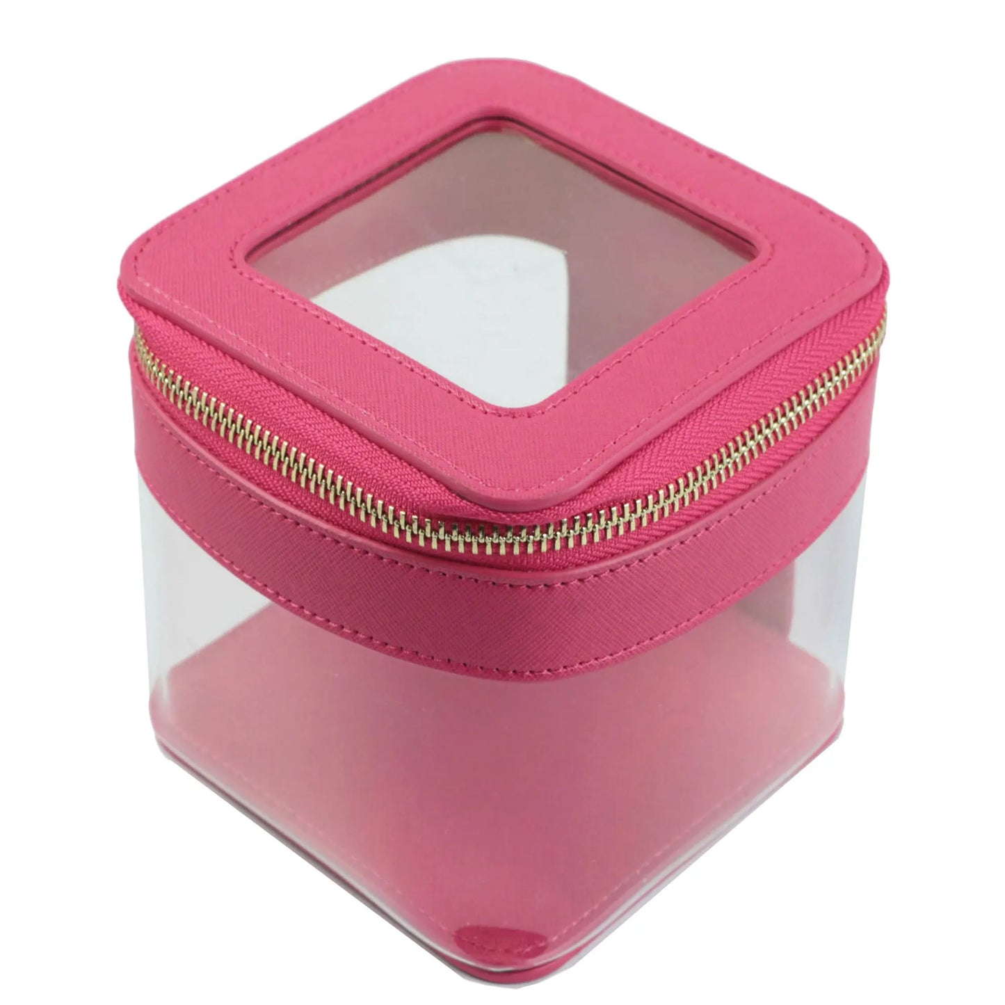 Customizable Letters Saffiano Leather Transparent Cosmetic Bag Waterproof Makeup Bag Small Cosmetic Case Set Portable For Travel