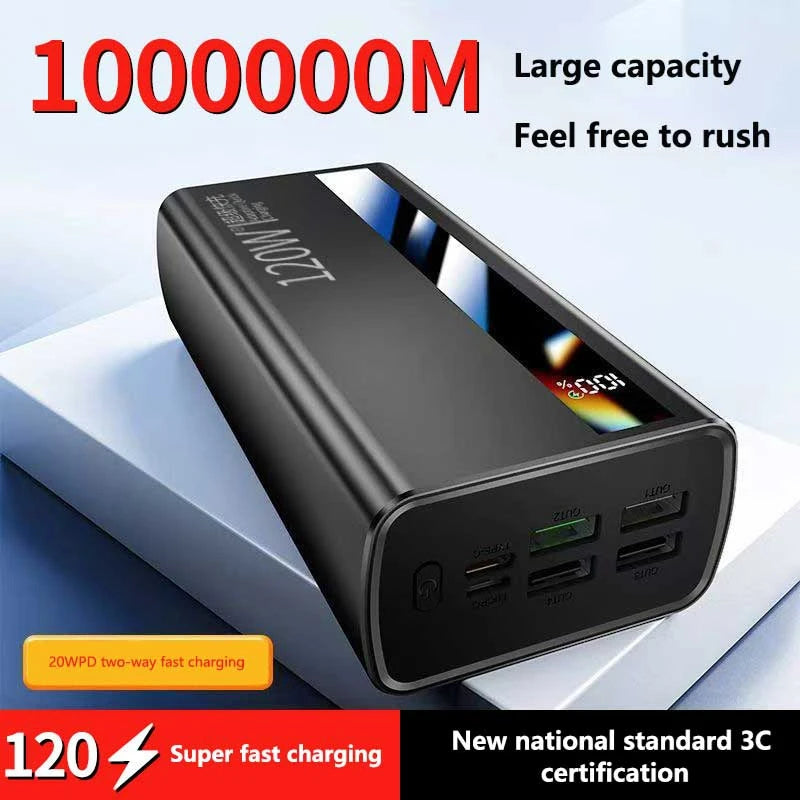 6IN1 100000mAh 120W Fast Charging Large-capacity Power Bank Digital Display Mobile Power Bank for Xiaomi Huawei iPhone 17Promax
