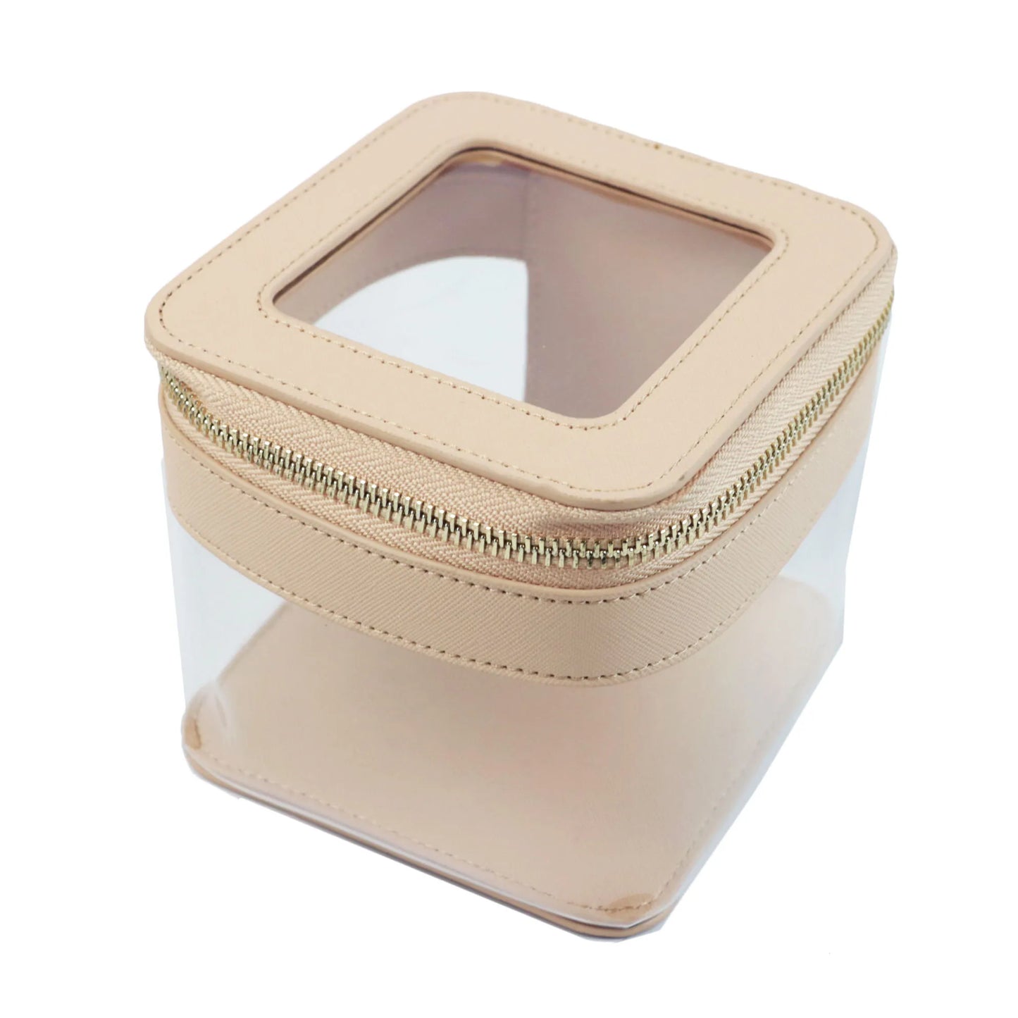 Customizable Letters Saffiano Leather Transparent Cosmetic Bag Waterproof Makeup Bag Small Cosmetic Case Set Portable For Travel