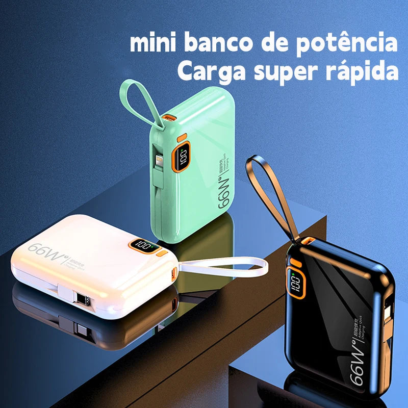 12000mAh Compact Power Bank Fast Charger With Integrated Cable Double Super Fast Recharge For Travel Day