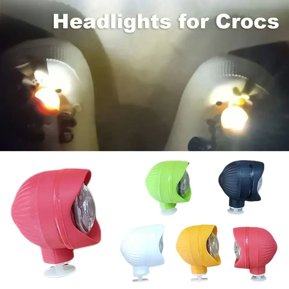 2pcs LED Headlights for Crocs Shoe Light Up Charm with 3 Light Modes Flashlight Lights Adults Kids Night Runners