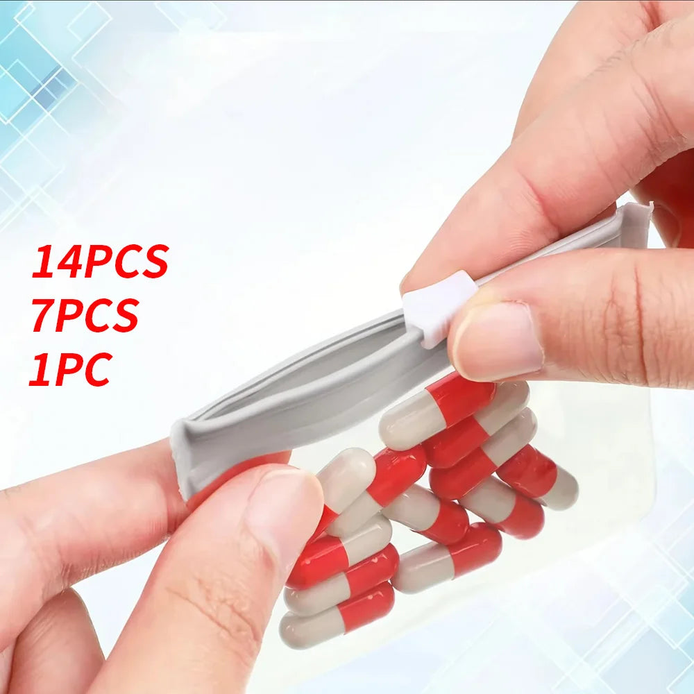 Reusable Travel Zipper Pill Bags Set 14pcs/7pcs/1pc Semi Transparent Self Sealing Medicine Storage Container for Travel