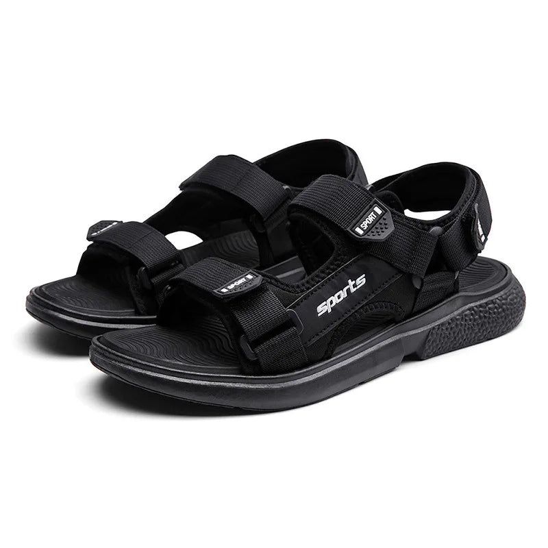 Men's Summer Breathable Beach Sandals Soft Bottom Versatile Outdoor Wear Canvas Upgraded Slippers Casual Style PVC Outsole