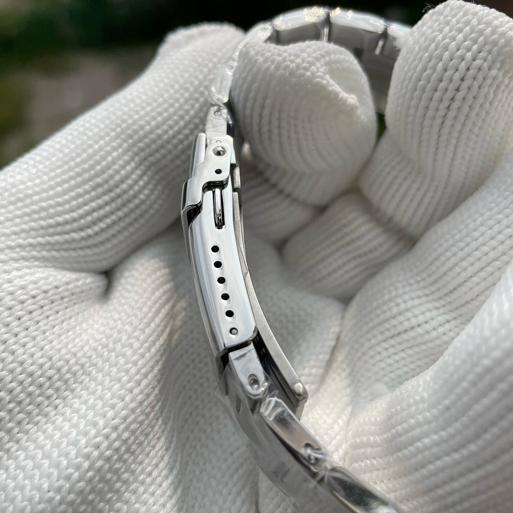 STEELDIVE Brand 20MM Stainless Steel Replacment Bracelet Signed Buckle Folding Clasp with Safety for Dive Watches