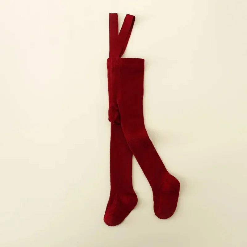Baby Christmas Tights For Boys Girls Suspender Pantyhose Winter Autumn New Tights With Shoulder Strap Knitted High Waist Legging