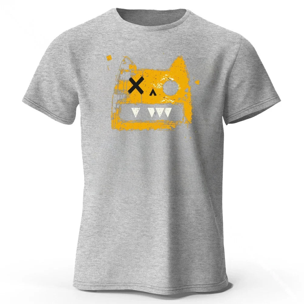 Creative Graffiti Style Cat High Quality Cotton Short Sleeve Daily Casual Men Loose Large Comfortable Breathable Sports T-shirt