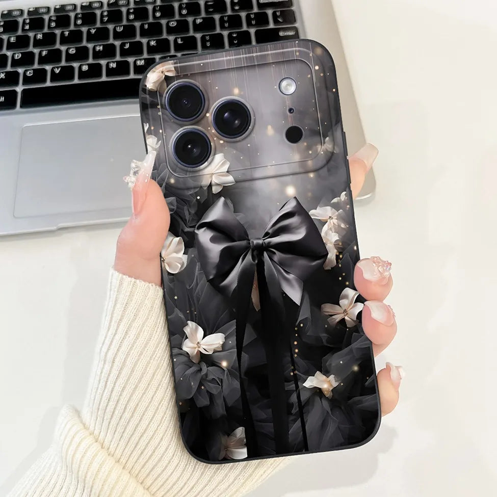 For iPhone 17 Pro Case Silicone Luxury Flowers Cute Kawaii Funny Painted Cover For iP 17 Pro Phone Case A3256 A3522 A3523 A3524