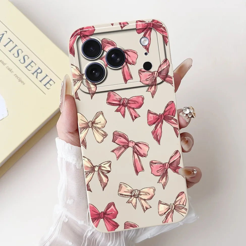For iPhone 17 Pro Case Silicone Luxury Flowers Cute Kawaii Funny Painted Cover For iP 17 Pro Phone Case A3256 A3522 A3523 A3524
