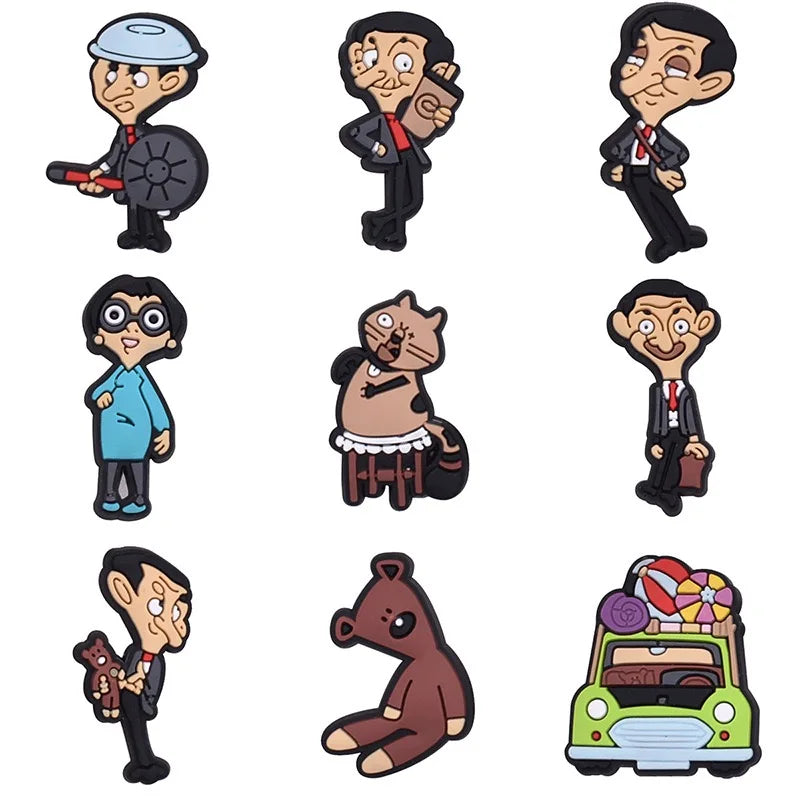 1-100Pcs Mr. Bean Shoes Charms Cartoon Funny Man Clogs Sandals Garden Shoes Accessories Decorate Buckle Kids Gifts Wholesale