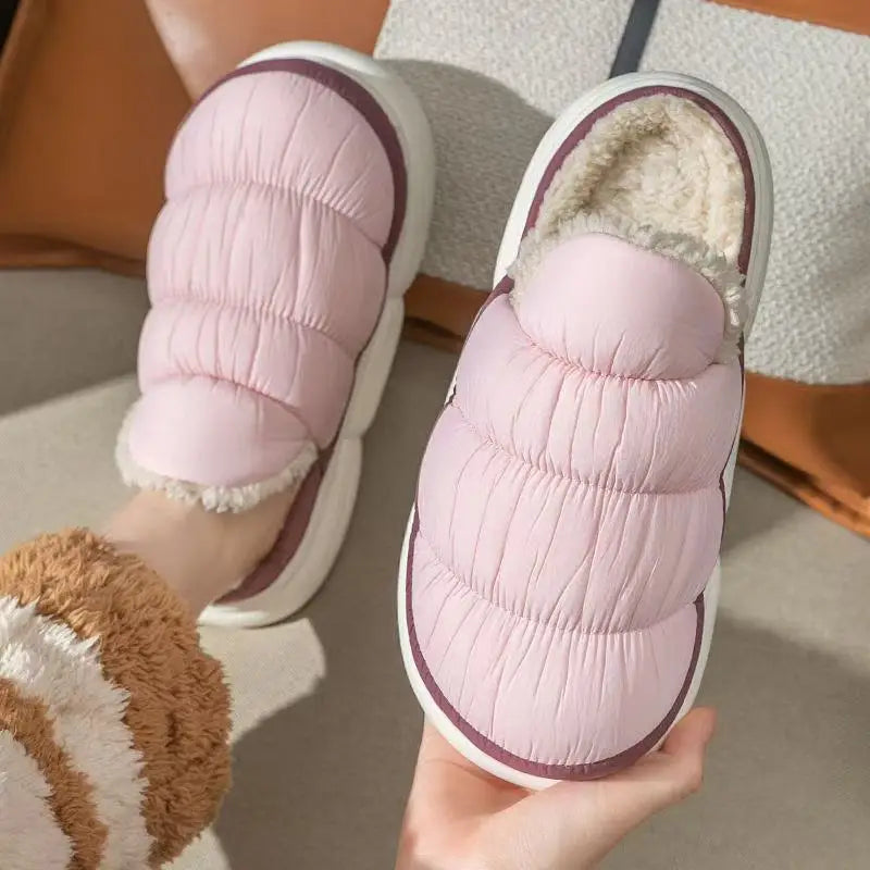 Hot New Fashion Big Size 48 49 Winter Waterproof Men Warm Slippers Women Couples Plush Slides Home Non-Slip Shoes Outdoor Flats