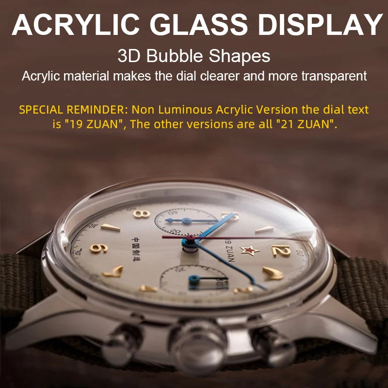 Seakoss Men 1963 Chronograph 38mm 40mm Acrylic Sapphire Glass Luminous Seagull ST1901 Movement Pilot Aviation Mechanical Watches