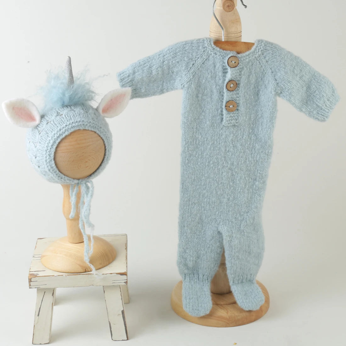 Newborn knitted Horse Jumpsuits Outfit Newborn Photography Props Crochet Baby Horse Romper And Toy Set