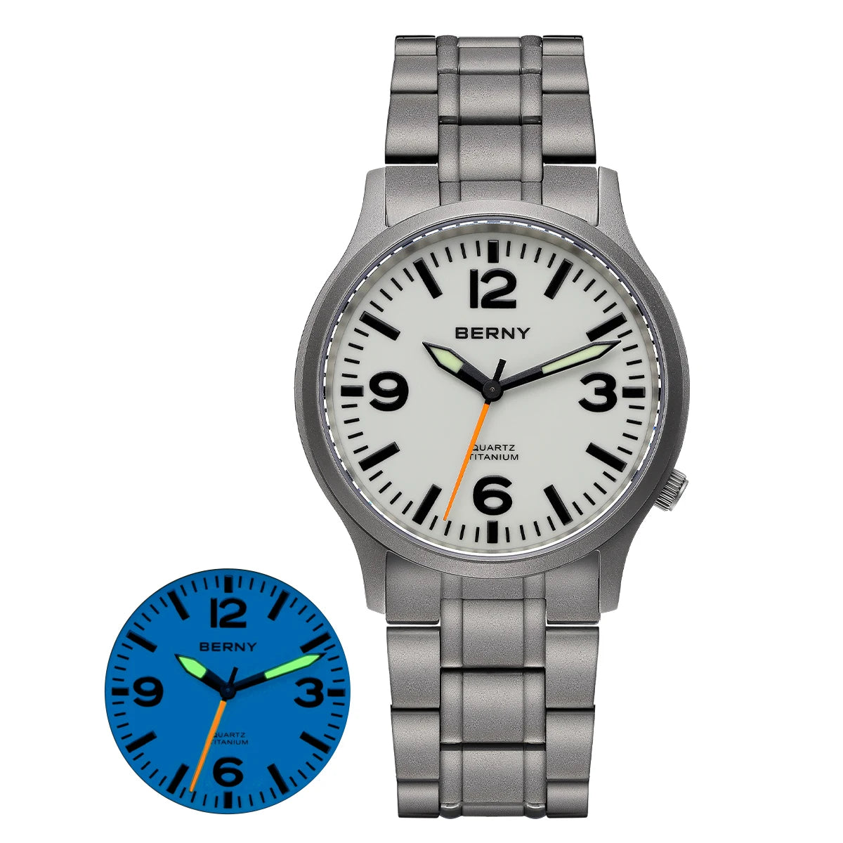 BERNY Titanium Men Watch Lightweight Super Luminous Dial Sports Quartz Watches for Men Sapphire 5AMT Waterproof Wristwatch