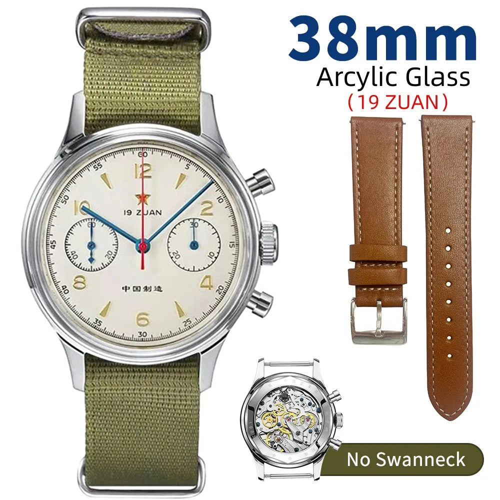 Seakoss Men 1963 Chronograph 38mm 40mm Acrylic Sapphire Glass Luminous Seagull ST1901 Movement Pilot Aviation Mechanical Watches