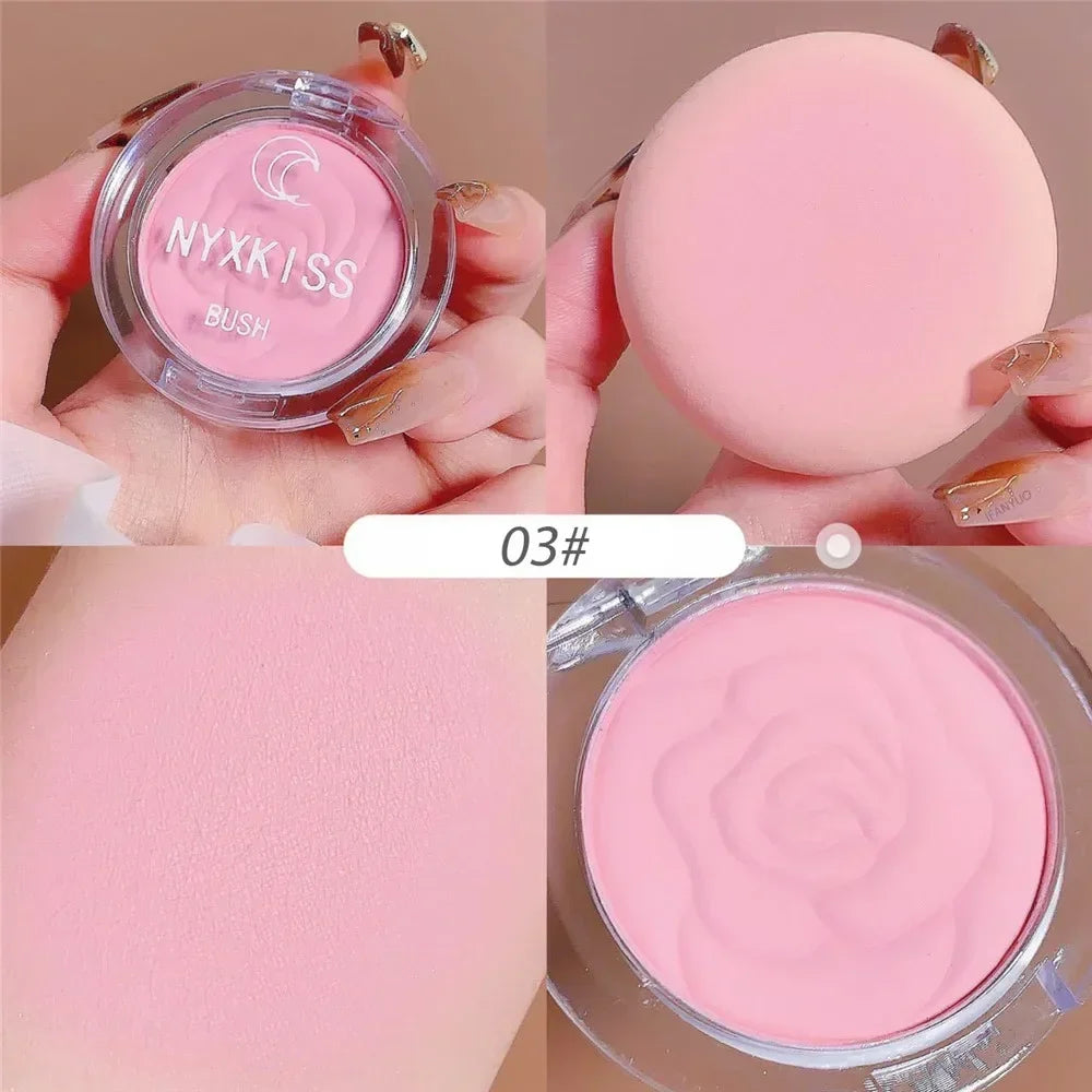 Single Color Matte Embossed Petal Blush Palette Peach Cream Pink Orange Cheek Contour Makeup Rouge for Women Beauty Cosmetics