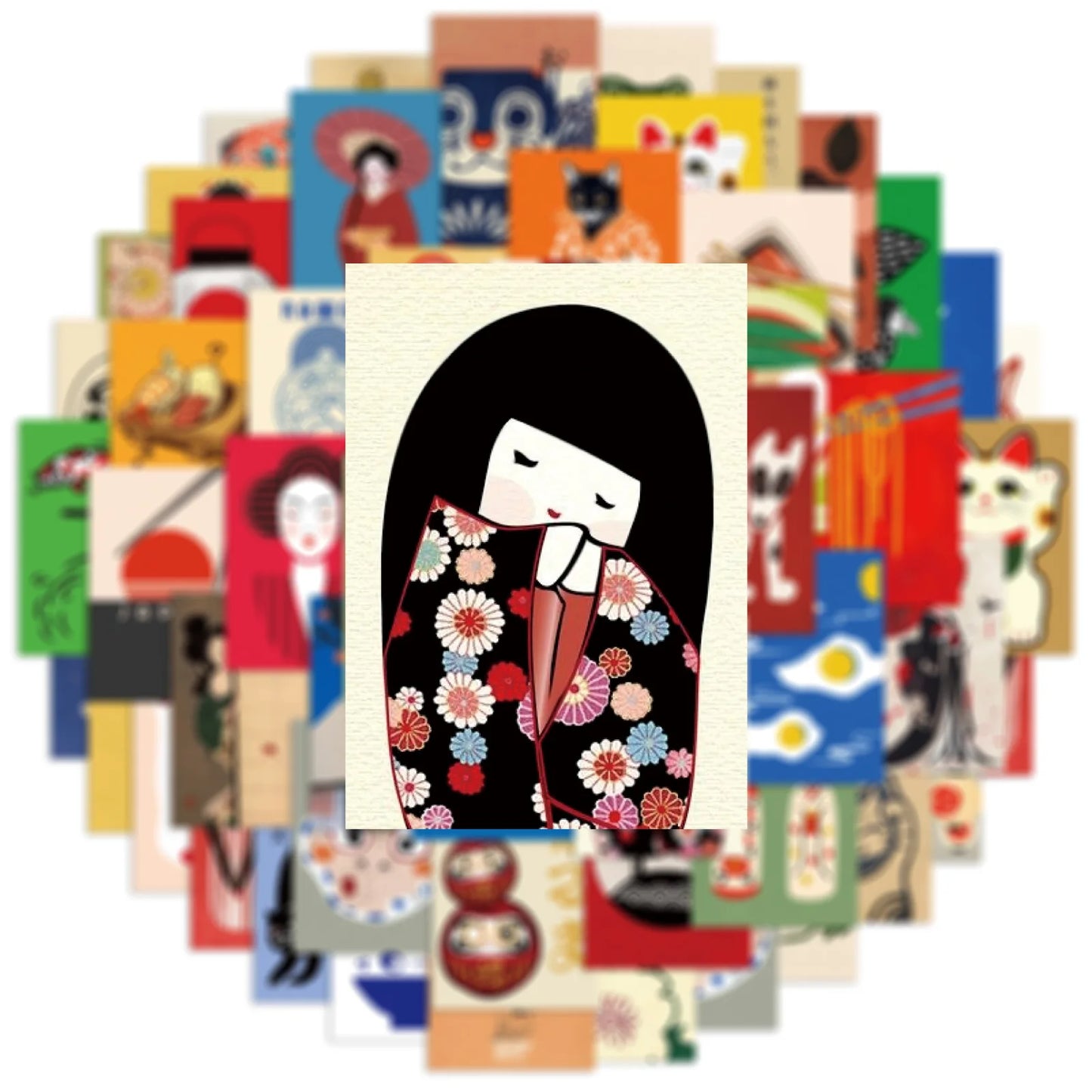 50Pcs Cartoon Japanese Style Poster Stickers DIY Diary Phone Case Handmade Scrapbook Aesthetic Stickers
