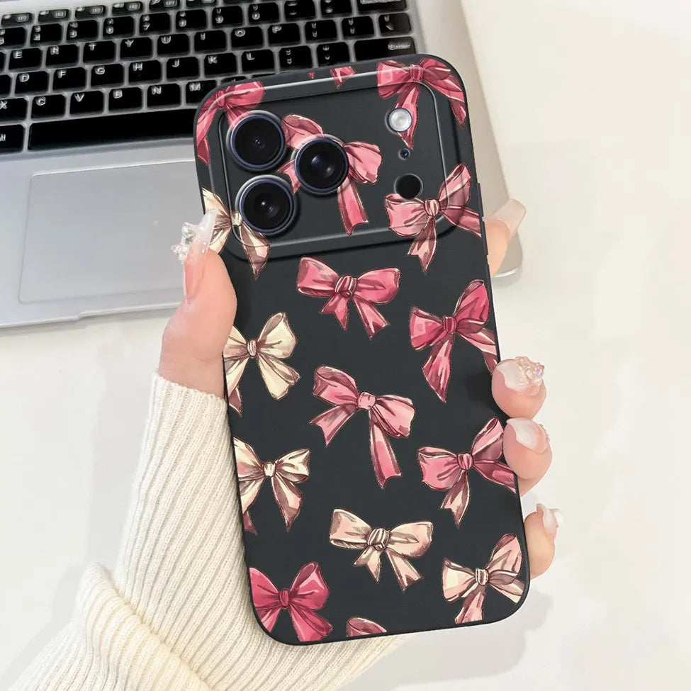For iPhone 17 Pro Case Silicone Luxury Flowers Cute Kawaii Funny Painted Cover For iP 17 Pro Phone Case A3256 A3522 A3523 A3524