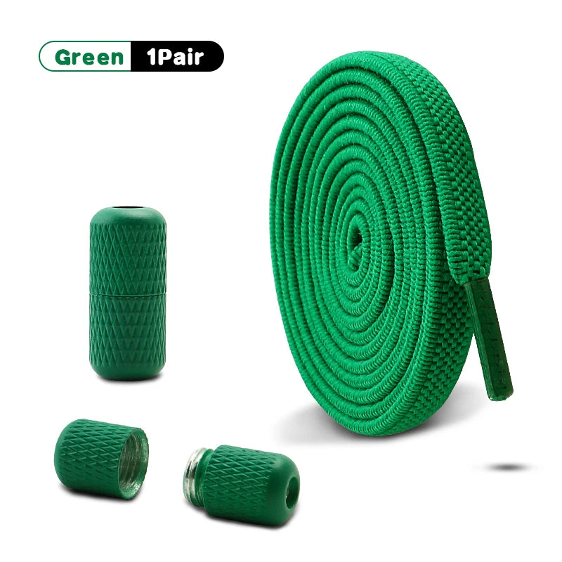Metal Capsule Buckle Shoelaces without ties Sneaker Flats Elastic Laces Kids Adult Quick Lace On/Off Shoelace 1Pair/2Pair
