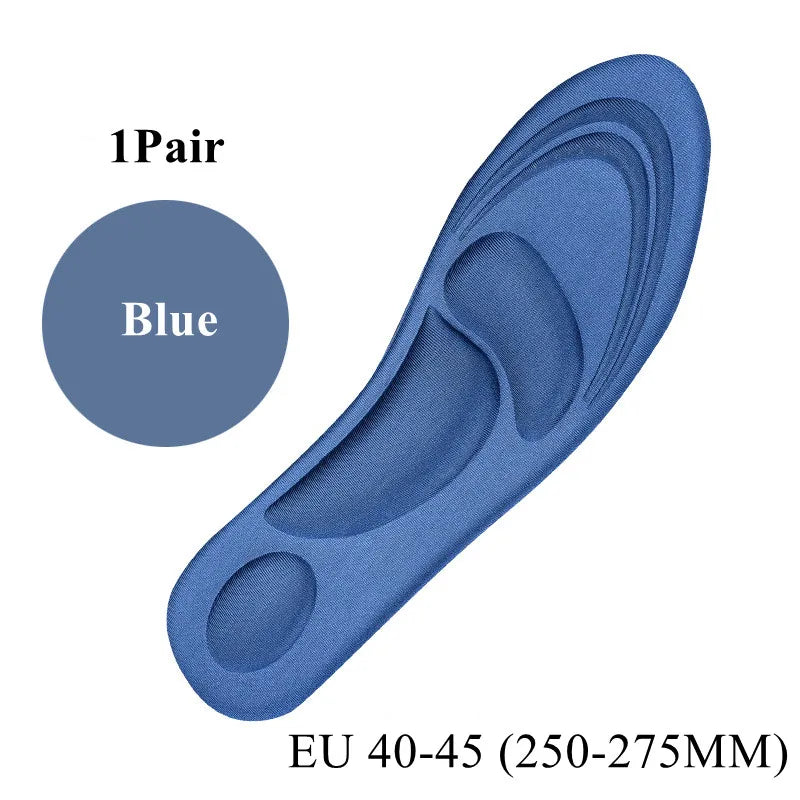 4D Memory Foam Sport Insoles Plantar Fasciitis Arch Support Shoe Inserts Sneakers Cushioning Anti-slip Template Insole Men Women
