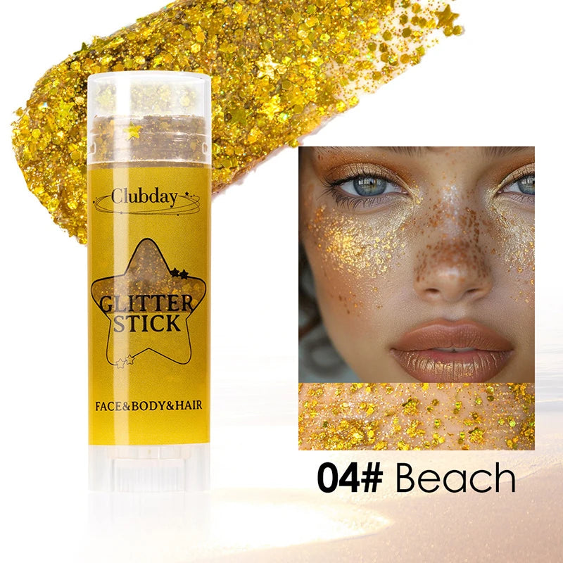 Face Body Sequins Glitter Gel Stick Makeup White Pearl Pink Highlighter Hair Painting Brighten Stage Makeup Flash Sequins Cream