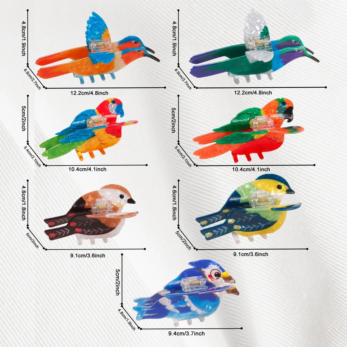 2025 NEW Cartoon Bird Series Hair Claw Colorful Hummingbird Sparrow Claw Clips Crab Hair Clips for Women Girls Hair Accessories