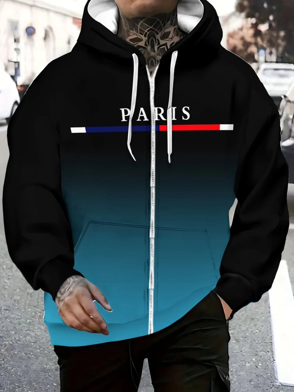 Fashion Gradient Graphic Hooded Zip-Up Casual Sports Pocket Design Long Sleeve Streetwear Outdoor Travel Street Oversized Hoodie
