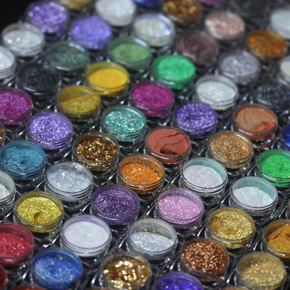 100colors Cosmetic Diamond Highlighter Pigment Eyes Loose Powder Makeup Pearlescent Shiny Eyeshadow Lipgloss Resin Craft DIY