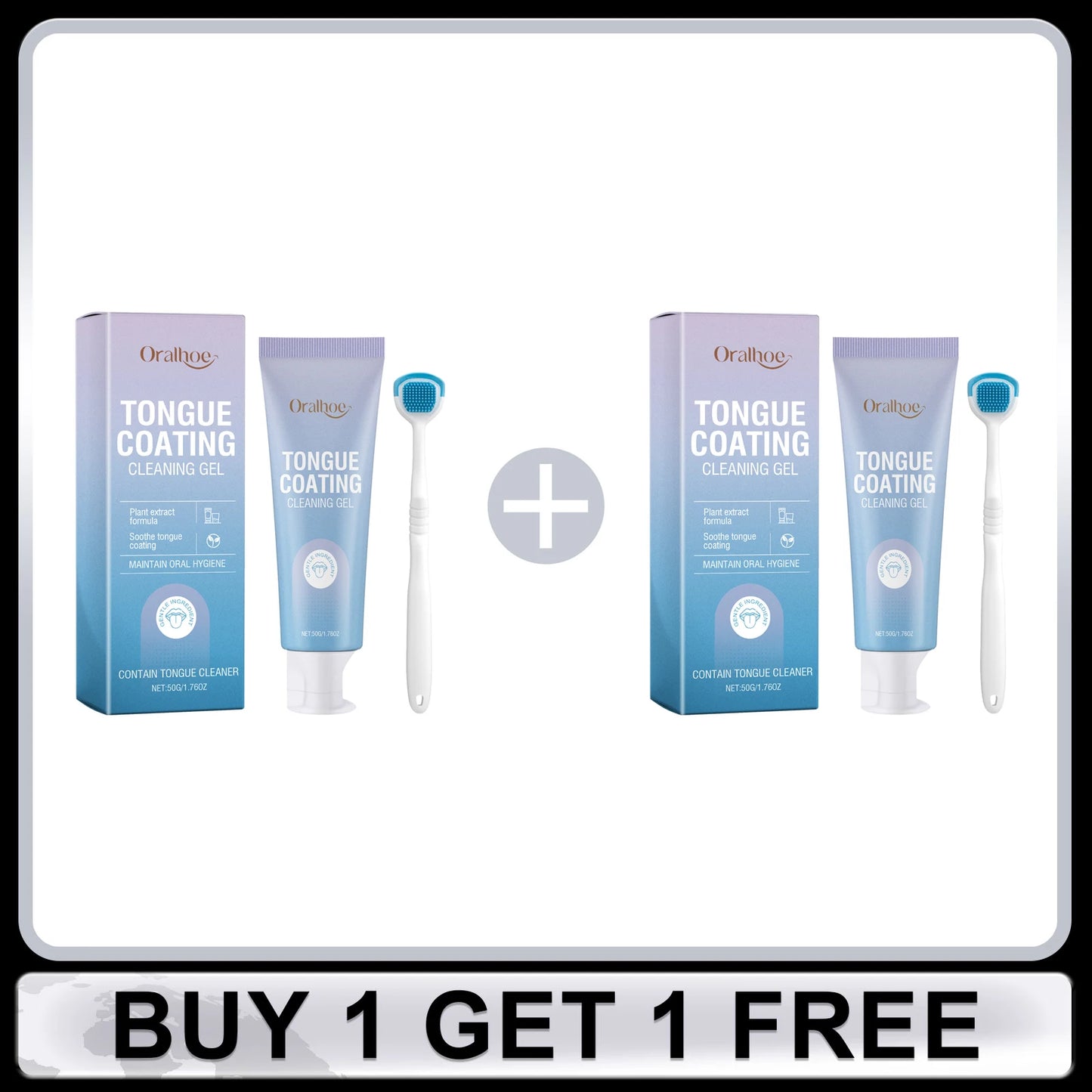 Tongue Cleaning Gel with Toothbrush for Remove Tongue Coating Eliminate Bad Breath Fresh Breath Inhibit Oral Bacteria Oral Care