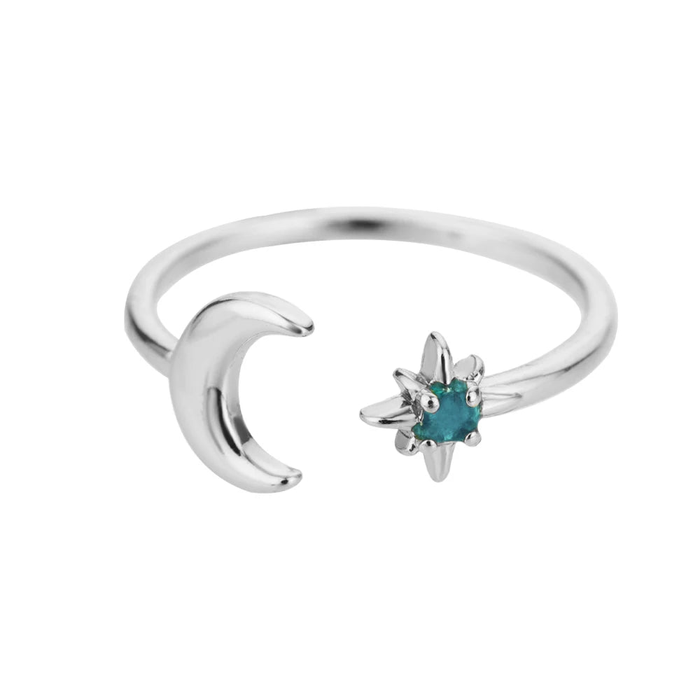 Zircon Double Star Rings For Women Gold Color Stainless Steel Opening Stars Finger Ring Wedding Party Aesthetic Jewelry Gift