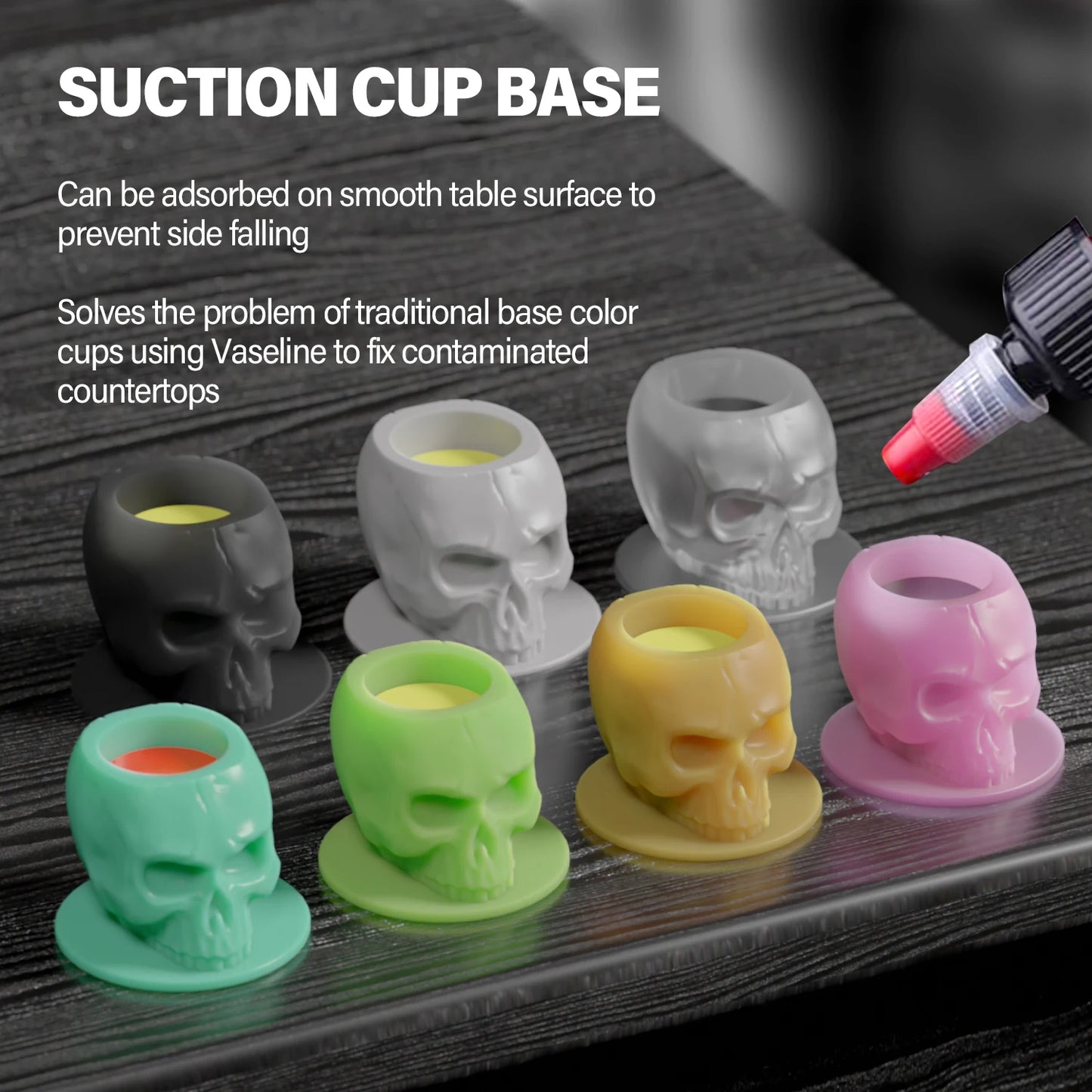 200Pcs Disposable Tattoo Silicone Skull Ink Cup Permanent Makeup Pigment Holder Container Cap Tattoo Ink Accessories for Artist