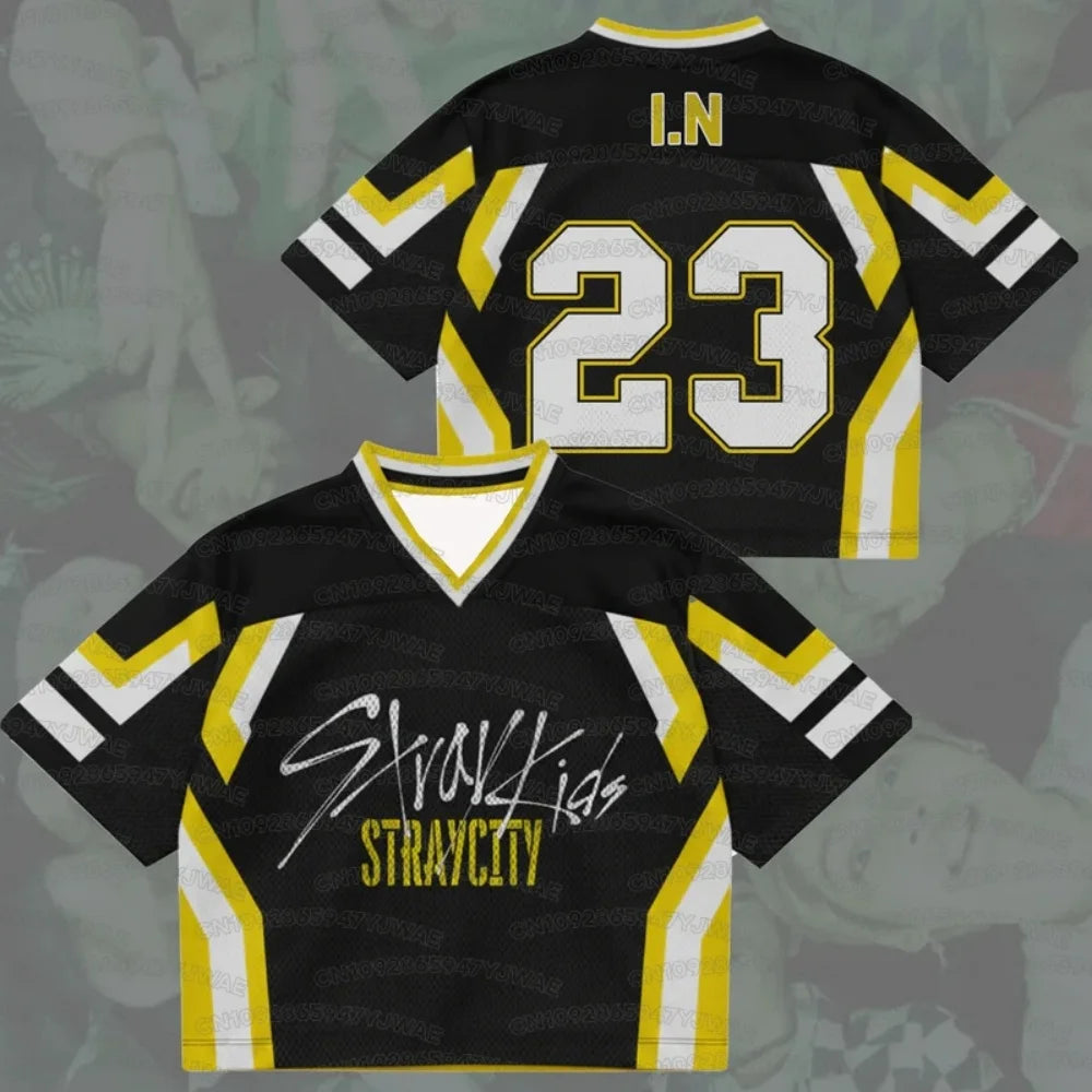 Summer Men's Women's Short SLeeve Stray City 2026 Concert World Tour Mixed Mesh Jersey Kpop Fans FELIX T-shirt Tops